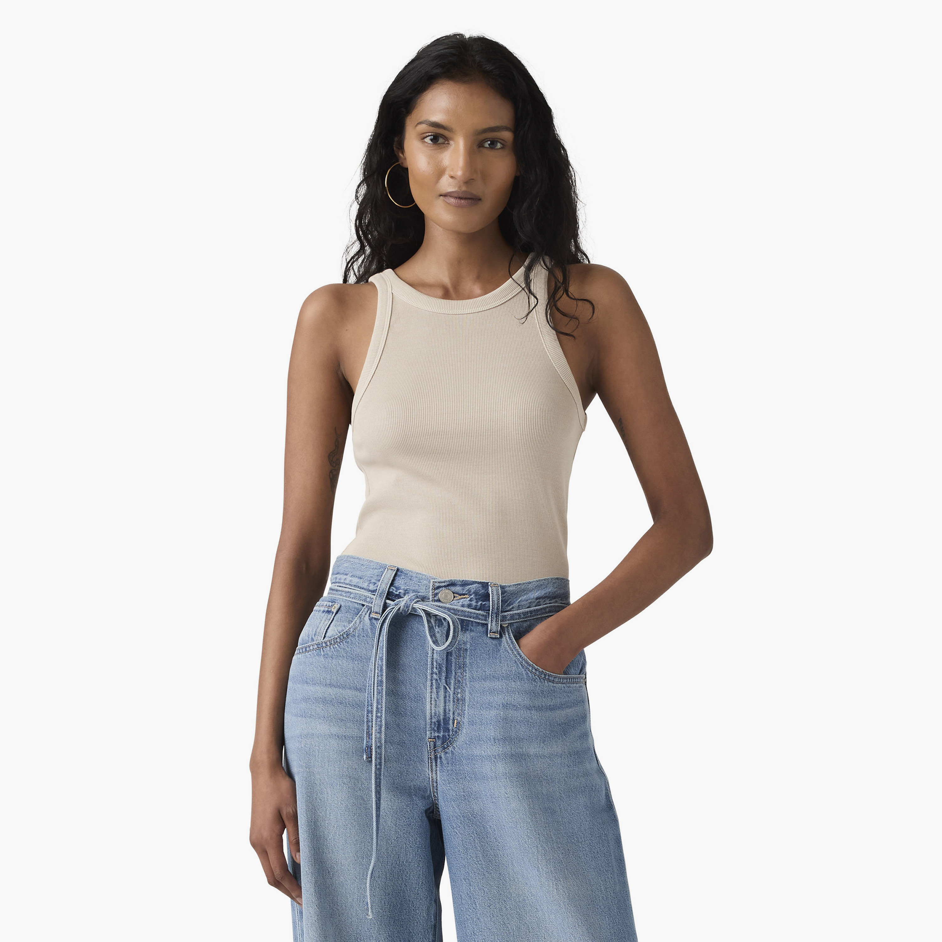 Levi's Textured Round Neck Sleeveless Women's Tank Top-women-clothing-shirtsandblouses-blouses-image-1