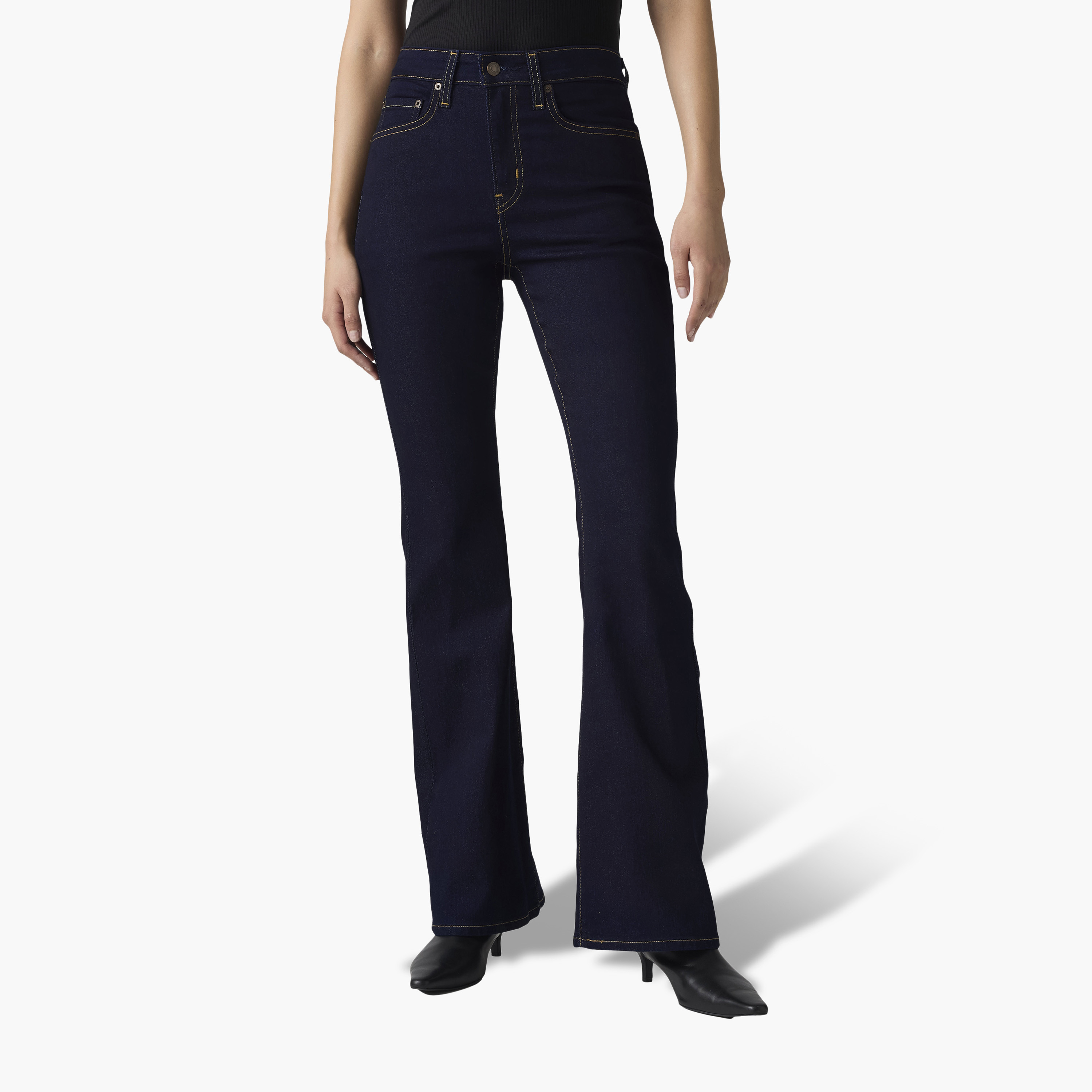 Levi's 726 Flare Fit Blue Plain Women's Jeans Inseam 30-women-clothing-bottoms-jeans-image-1