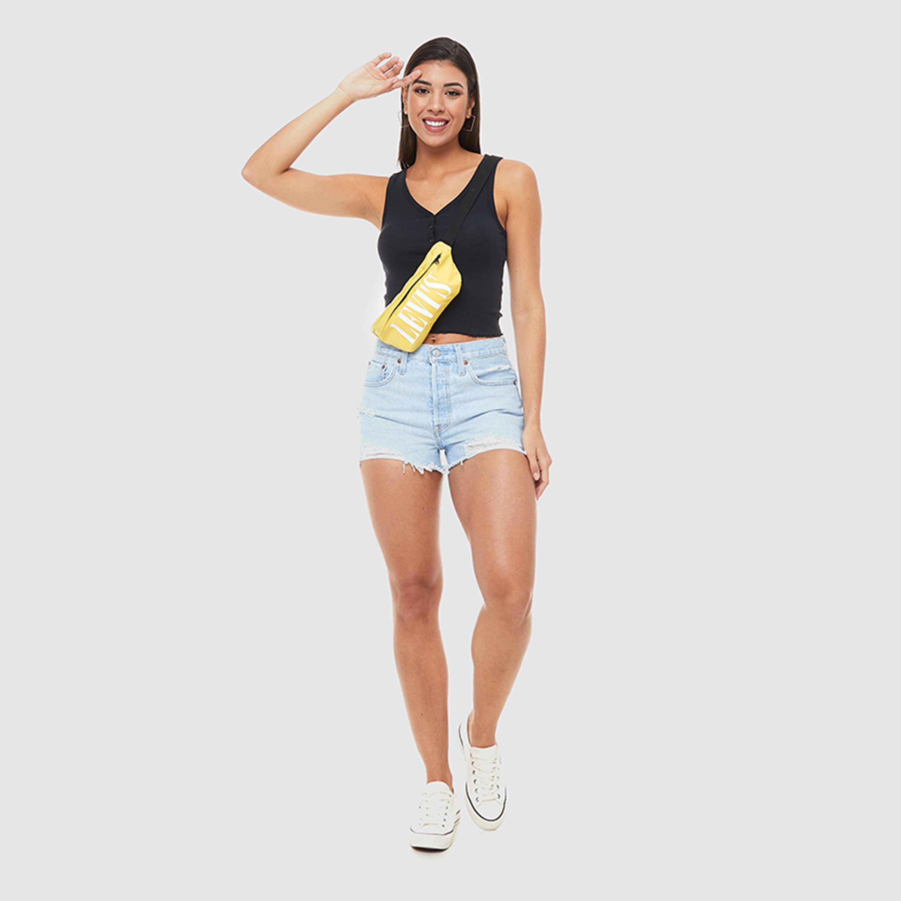 Levi's Women Black Plain V-Neck Sleeveless Tank Top-women-clothing-tshirts-image-5
