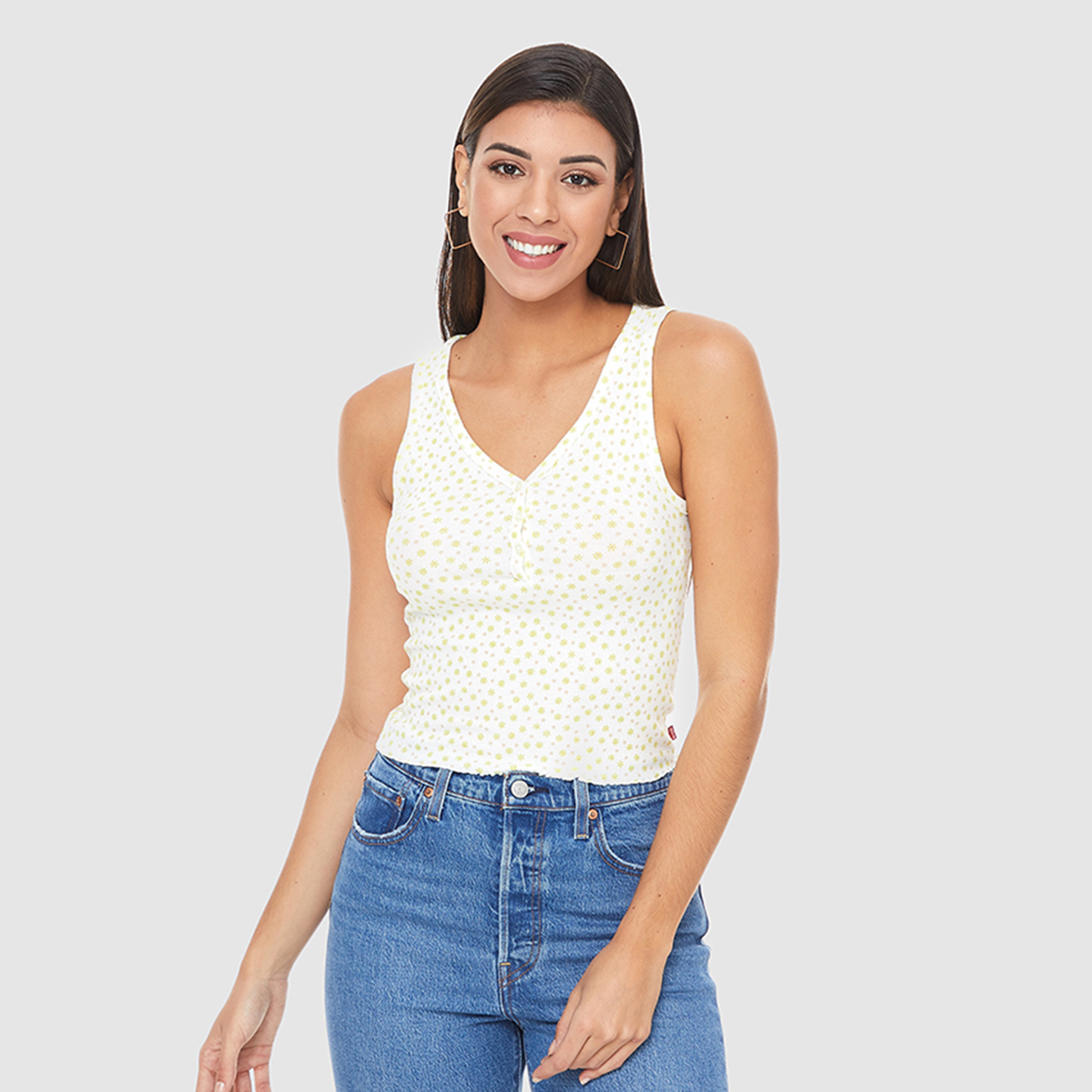 قميص بدون أكمام بدون أكمام بطبعة بيضاء من Levi's Women-women-clothing-tshirts-image-1