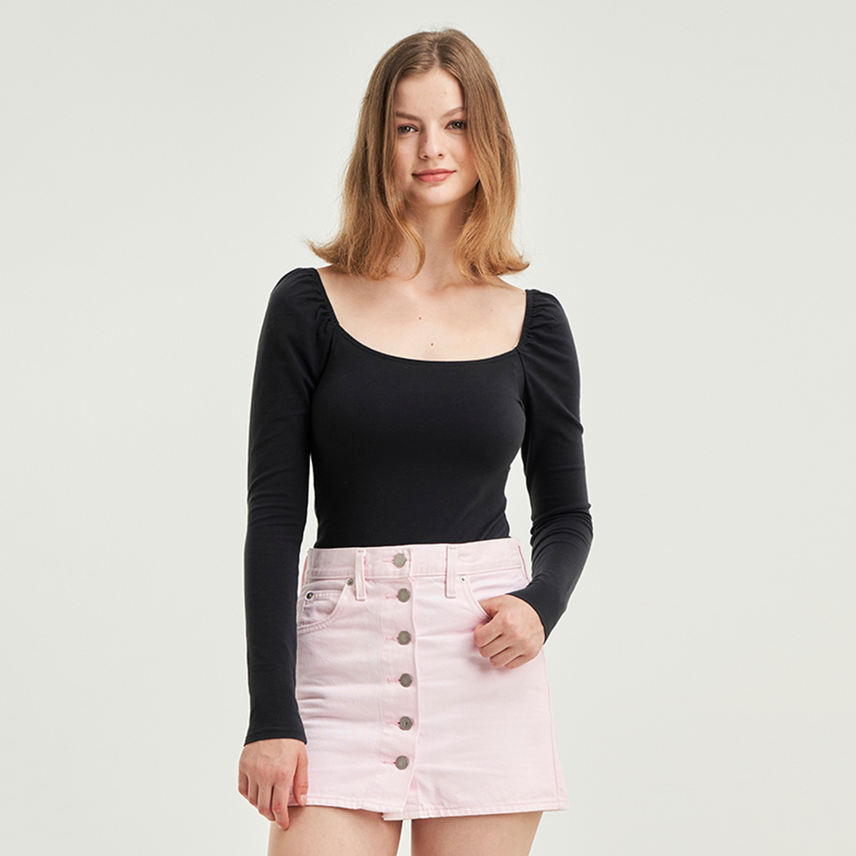 Levi's Plain Scoop Neck Long Sleeves Women's Top-women-clothing-shirtsandblouses-blouses-image-4