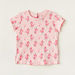 Juniors Flamingo Print Round Neck T-shirt with Short Sleeves-T Shirts-thumbnail-0