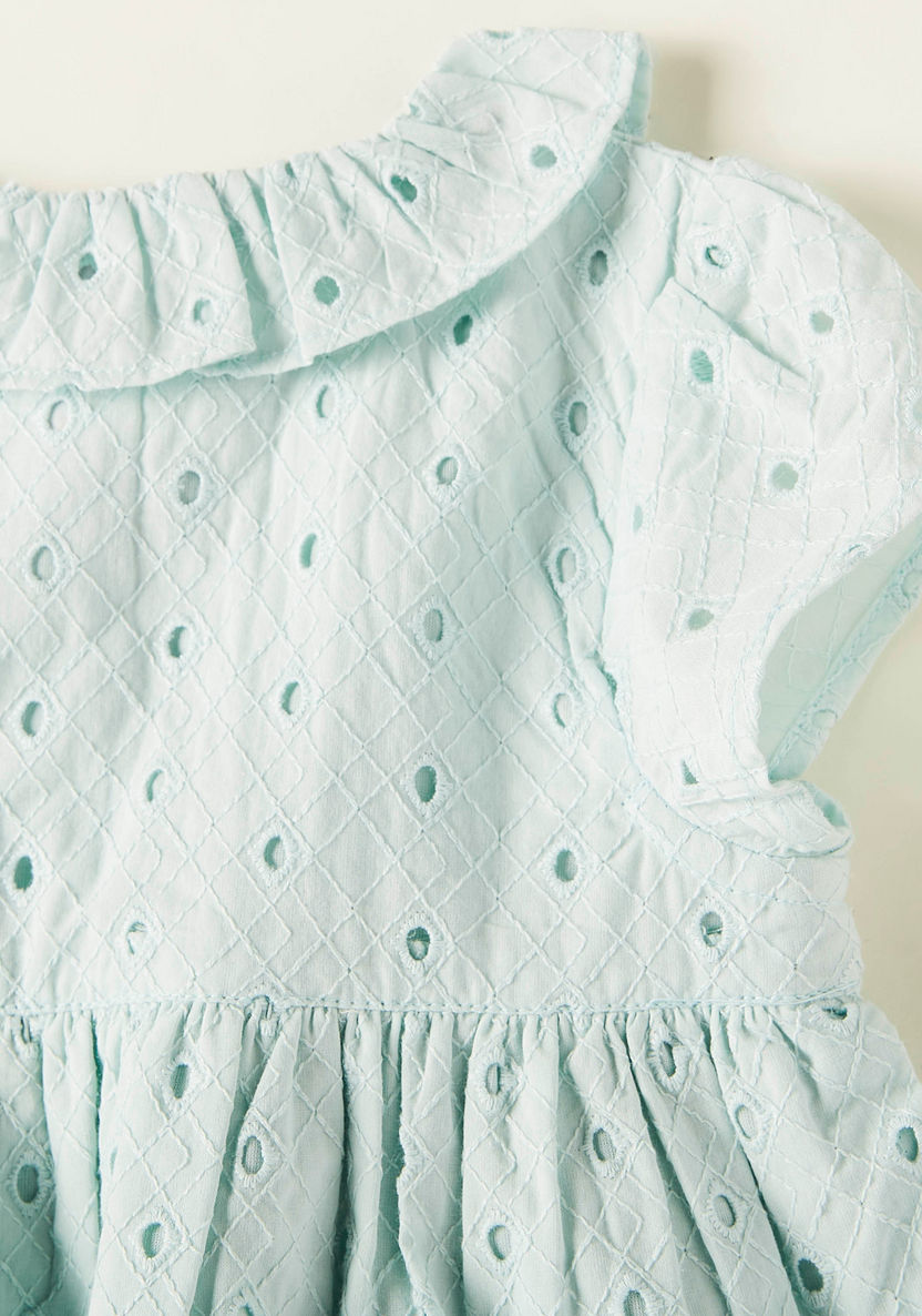 Juniors Schiffli Textured Top with Cap Sleeves-Blouses-image-2