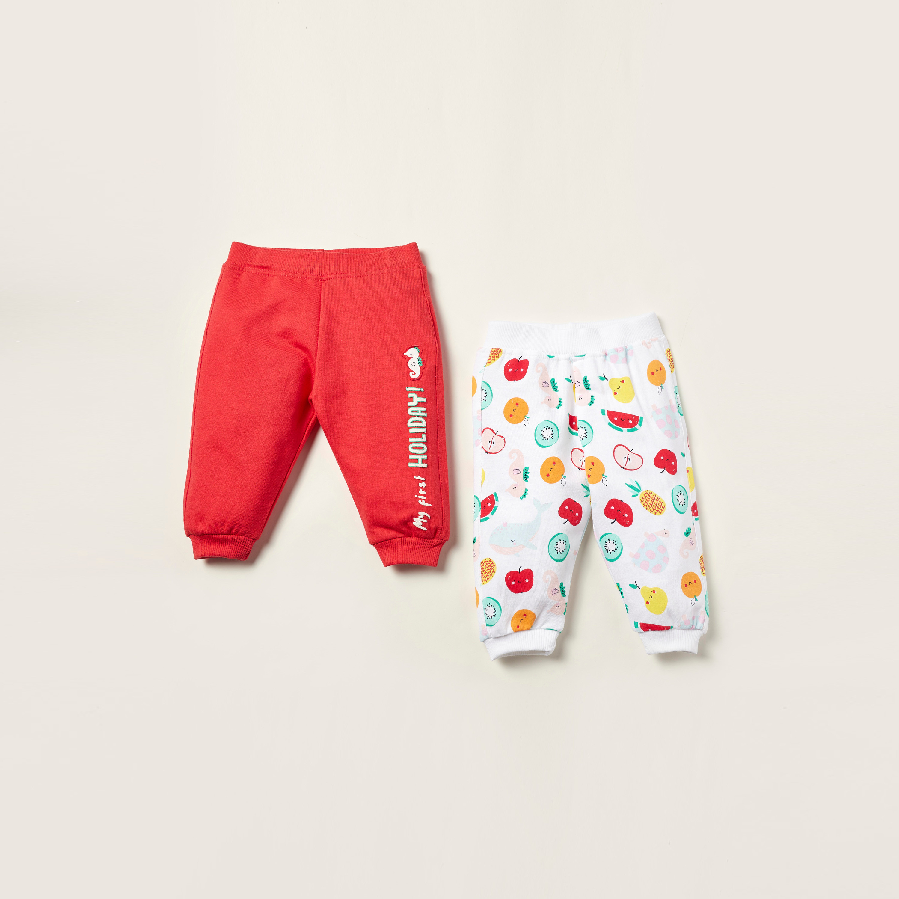 Juniors Graphic Print Jog Pants with Elasticised Waistband - Set of 2-baby-girls-clothing-bottoms-joggersandtrackpants-image-1