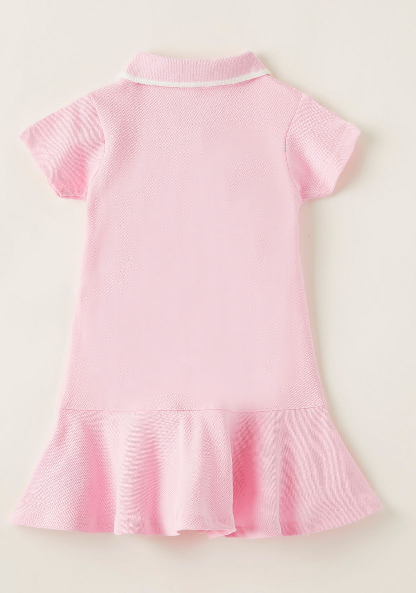 Juniors Solid Dress with Polo Neck and Short Sleeves-Dresses%2C Gowns and Frocks-image-3