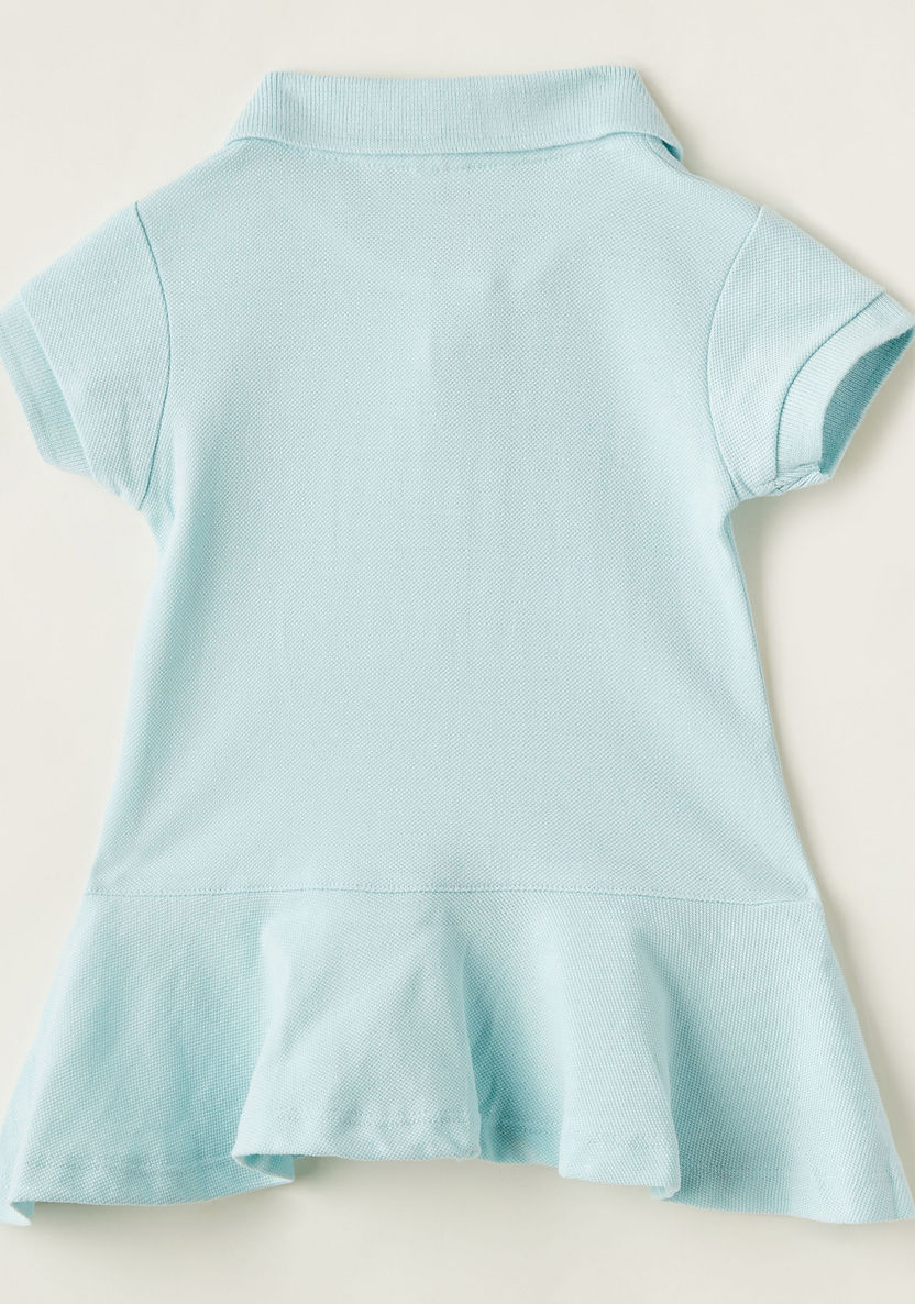 Juniors Solid Polo Dress with Applique and Short Sleeves-Dresses%2C Gowns and Frocks-image-2