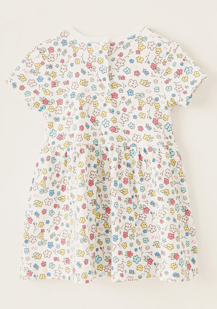 Juniors All-Over Floral Print Round Neck Dress with Short Sleeves-Dresses%2C Gowns and Frocks-image-3
