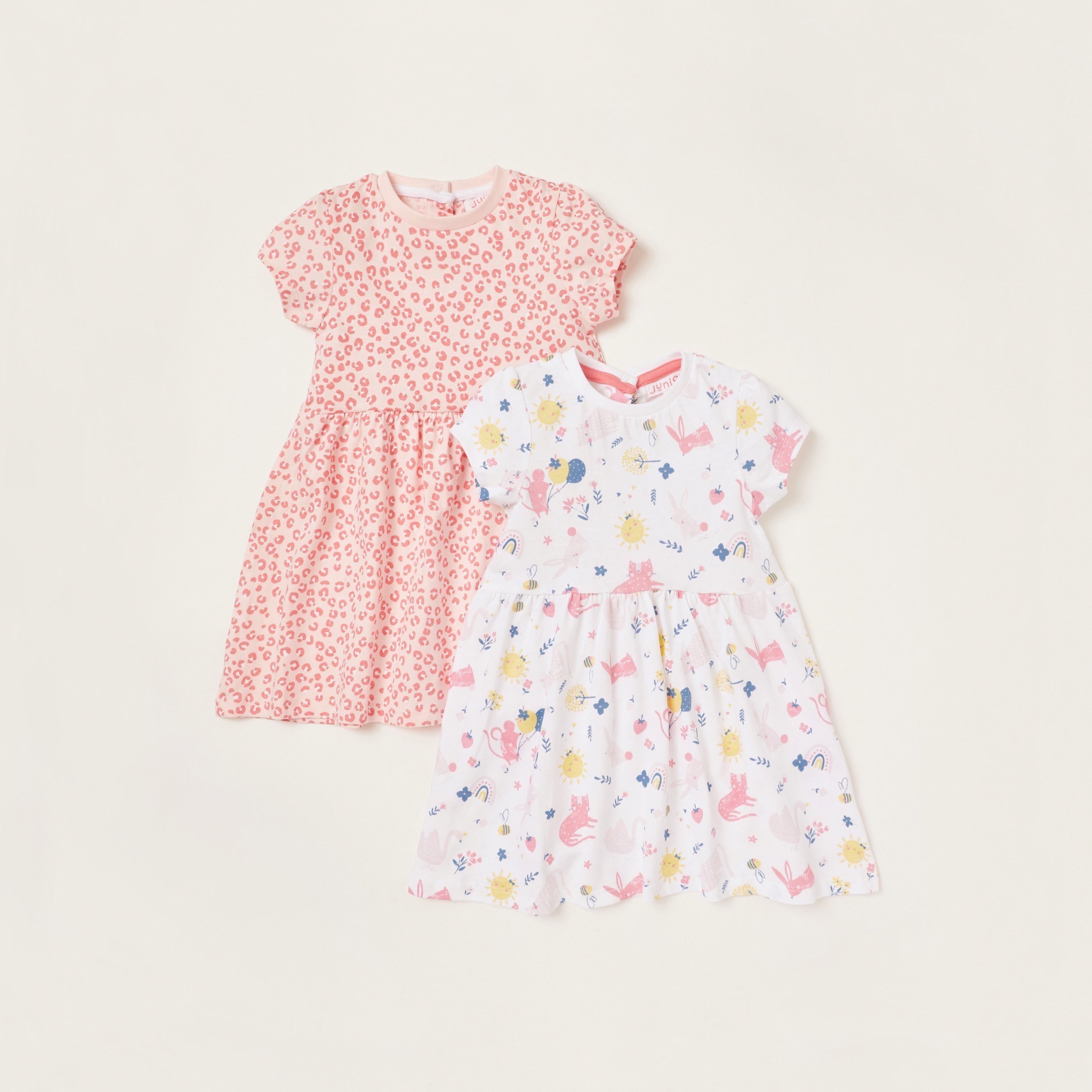 فستان بياقة مستديرة وأكمام قصيرة وطبعات من جونيورز - طقم من قطعتين-baby-girls-clothing-dressesandjumpsuits-image-1