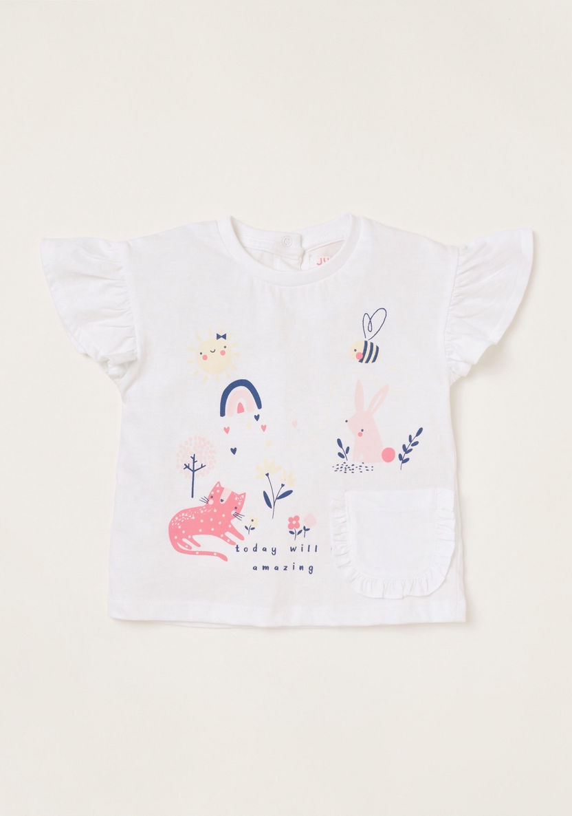 Juniors Printed 3-Piece T-shirt and Shorts Set-Clothes Sets-image-1