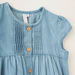 Juniors Textured Denim Top with Round Neck and Cap Sleeves-Blouses-thumbnail-1