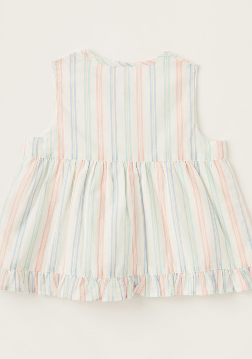 Juniors Striped Sleeveless A-line Top with Button Closure-Blouses-image-3