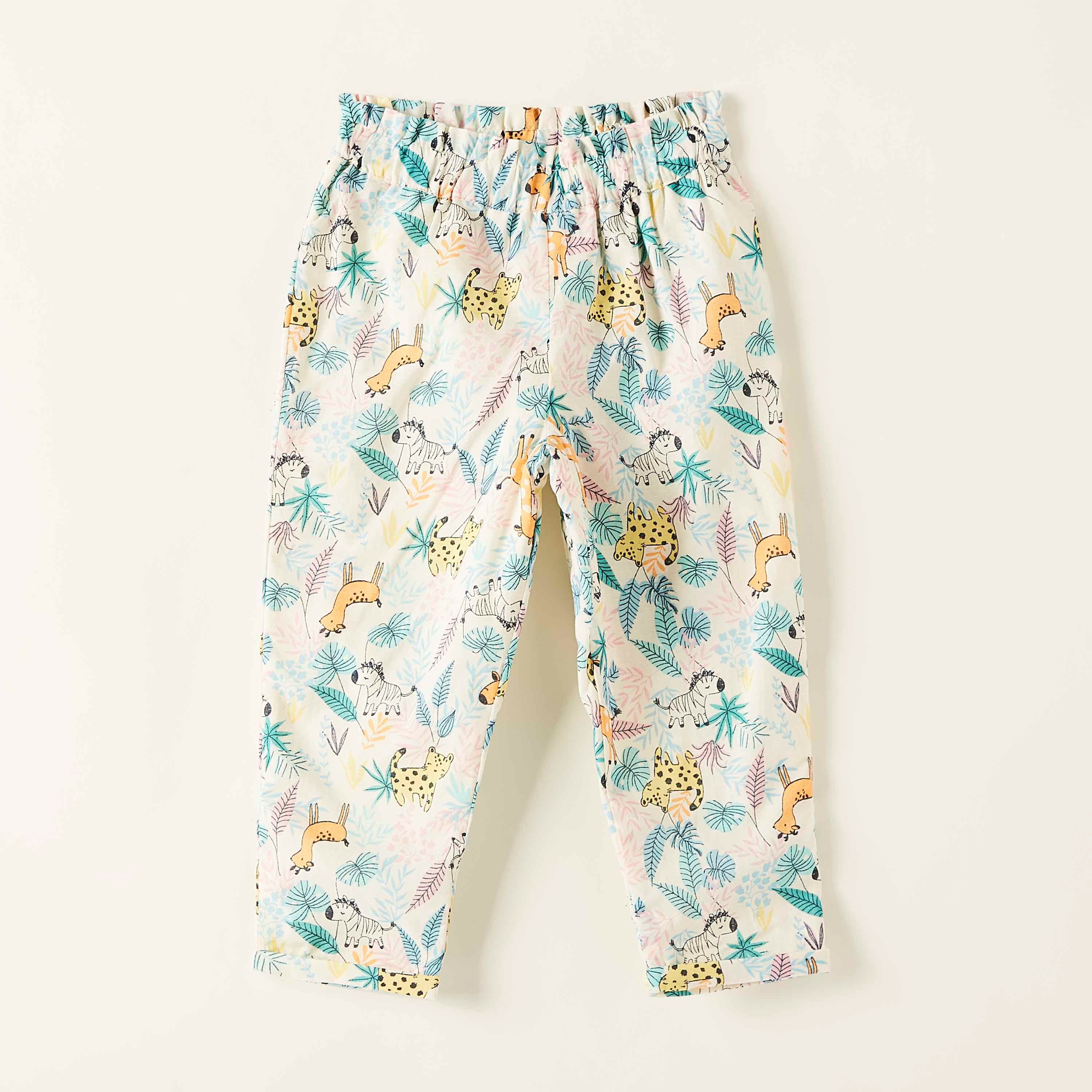 Juniors All-Over Animal Print Pants with Elasticised Waistband-baby-girls-clothing-bottoms-trousers-image-1