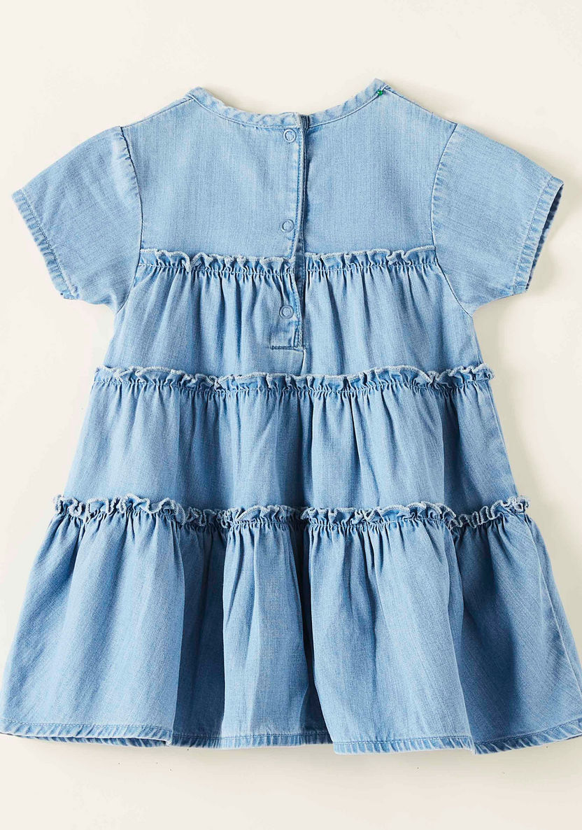 Juniors Ruffle Detail Dress with Round Neck and Short Sleeves-Dresses%2C Gowns and Frocks-image-3
