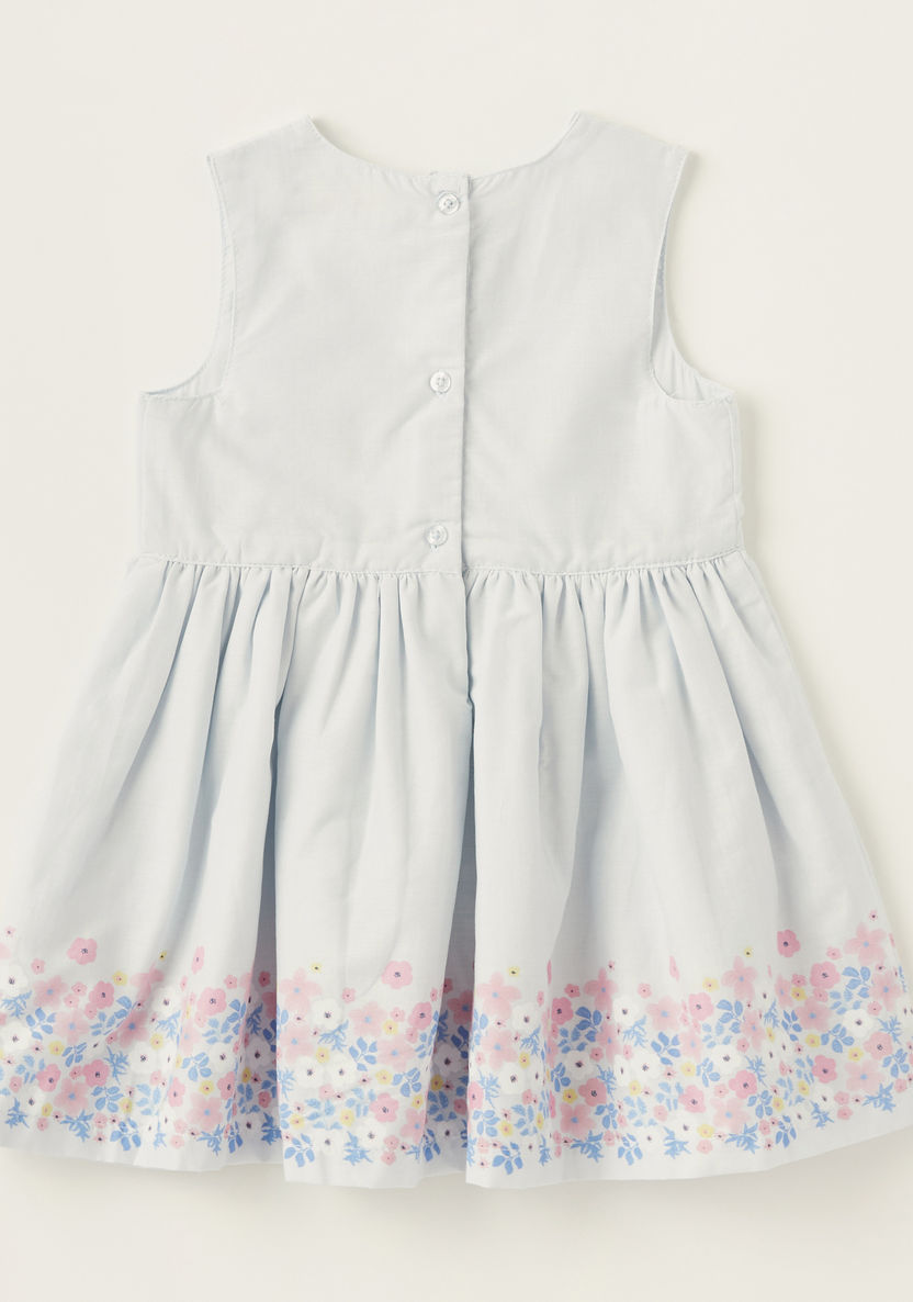 Juniors Floral Print Sleeveless Dress with Bow Applique-Dresses%2C Gowns and Frocks-image-2
