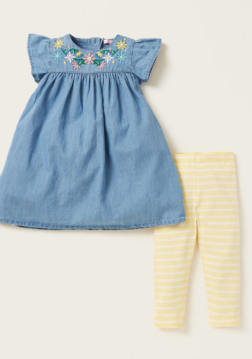 Juniors Embroidered Tunic and Striped Legging Set-Clothes Sets-image-0