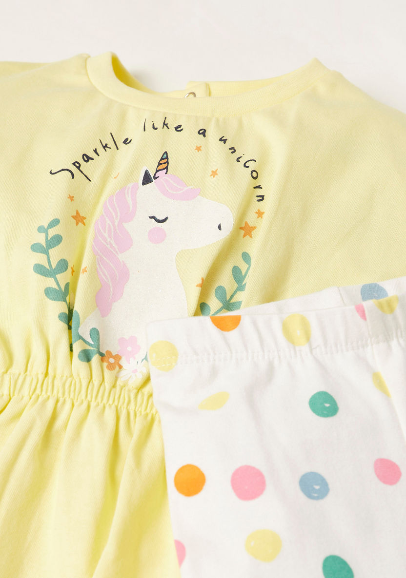Juniors Unicorn Tunic with Polka Dot Print Leggings-Clothes Sets-image-3
