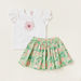 Juniors Floral Print Round Neck T-shirt and Skirt Set-Clothes Sets-thumbnail-0