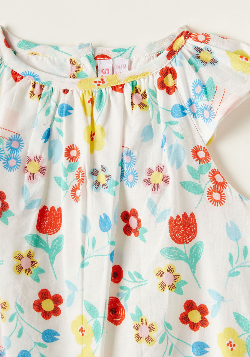 Juniors Floral Print Romper with Cap Sleeves-Rompers%2C Dungarees and Jumpsuits-image-2