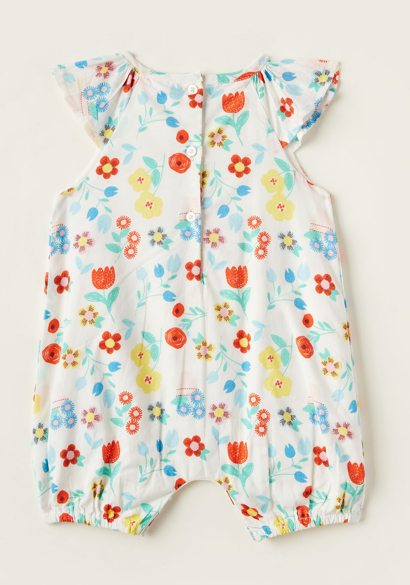 Juniors Floral Print Romper with Cap Sleeves-Rompers%2C Dungarees and Jumpsuits-image-3
