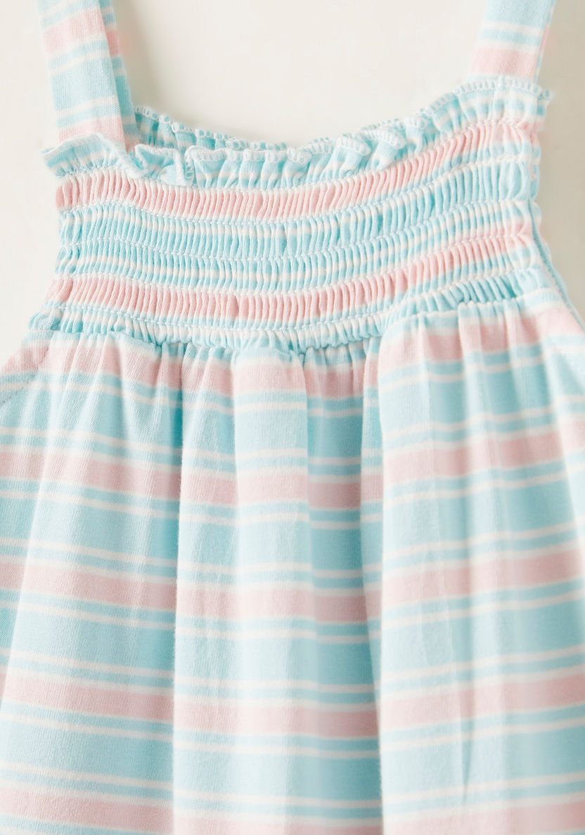 Juniors Striped Sleeveless Romper with Smocking Detail-Rompers%2C Dungarees and Jumpsuits-image-1