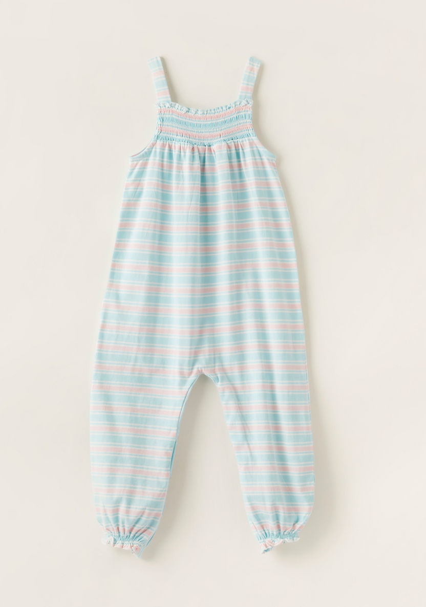 Juniors Striped Sleeveless Romper with Smocking Detail-Rompers%2C Dungarees and Jumpsuits-image-3