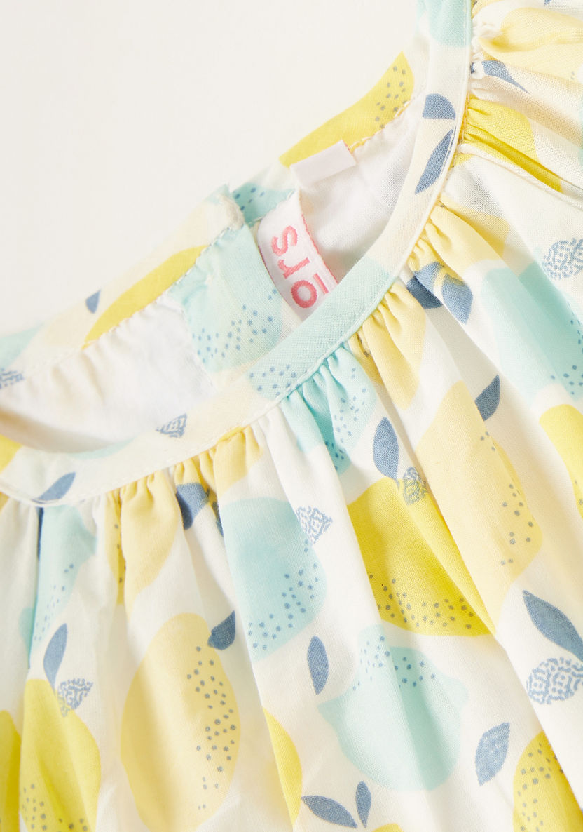 Juniors Lemon Print Romper with Short Sleeves-Rompers%2C Dungarees and Jumpsuits-image-1