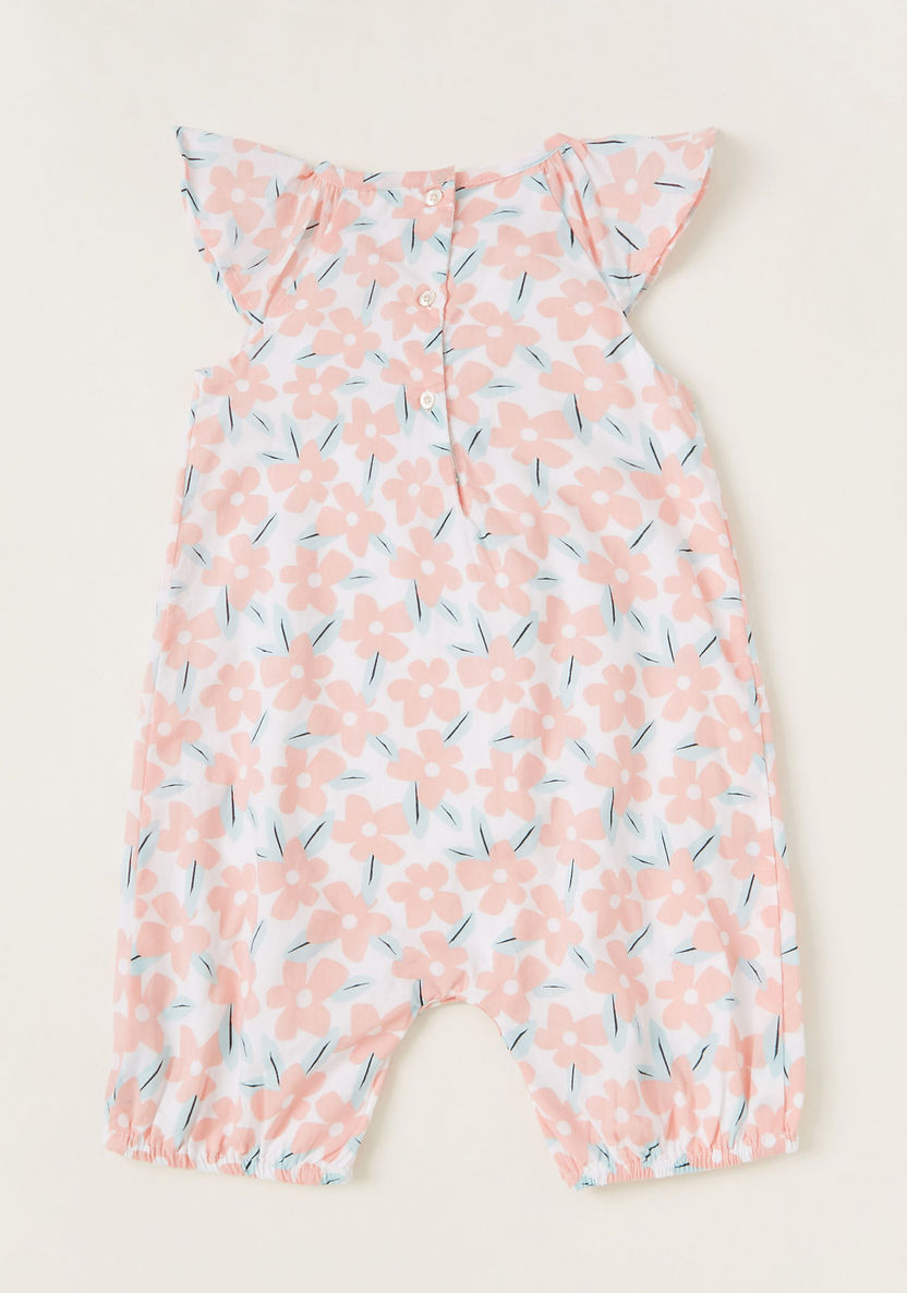 Juniors Floral Print Romper with Short Sleeves-Rompers%2C Dungarees and Jumpsuits-image-4