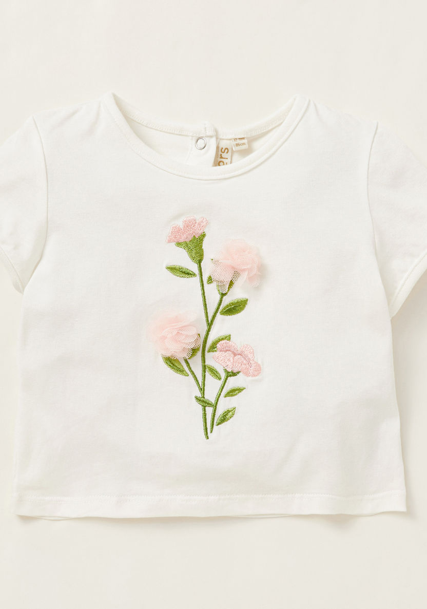Juniors Floral Print T-shirt and Tutu Skirt Set-Clothes Sets-image-3