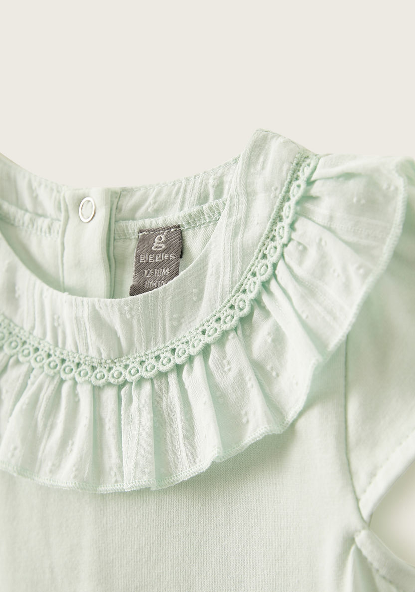 Giggles Solid Top with Cap Sleeves and Ruffle Detail-Blouses-image-1