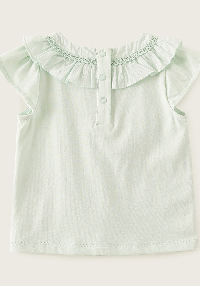 Giggles Solid Top with Cap Sleeves and Ruffle Detail-Blouses-image-2