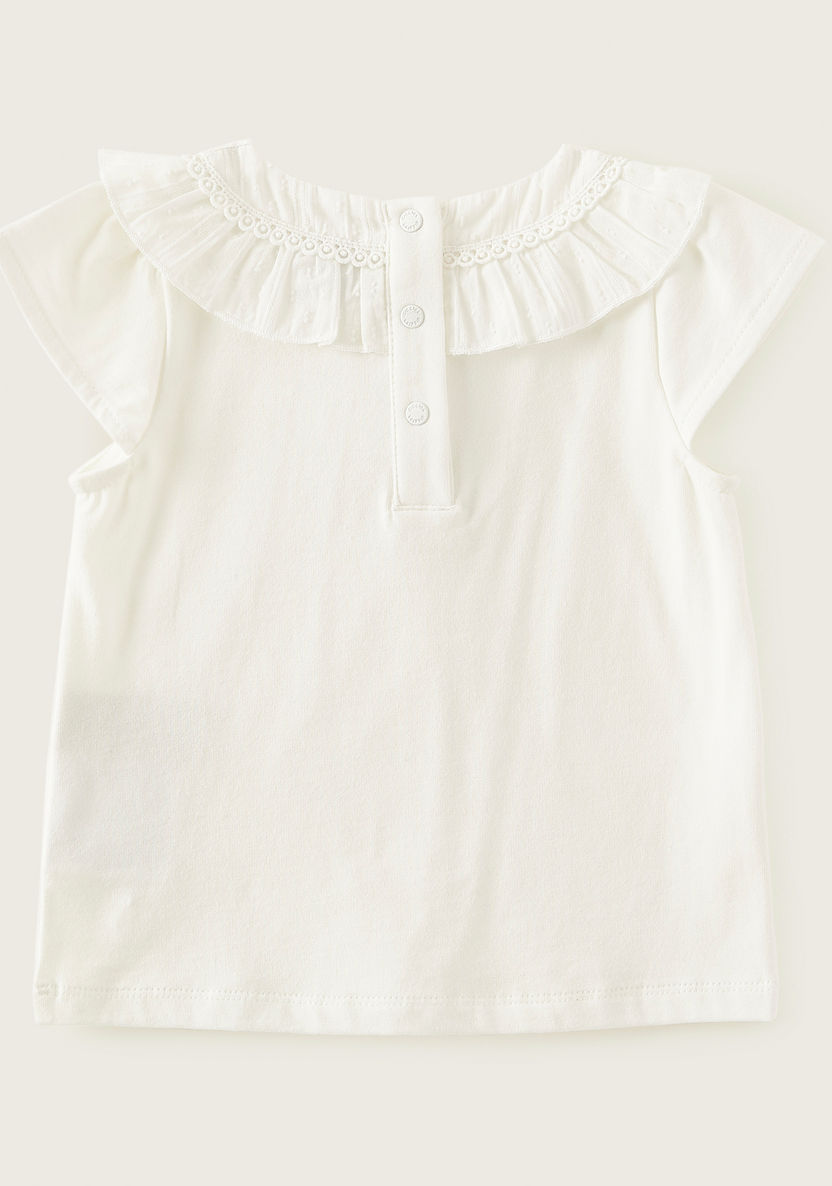 Giggles Solid Top with Cap Sleeves and Ruffle Detail-Blouses-image-3
