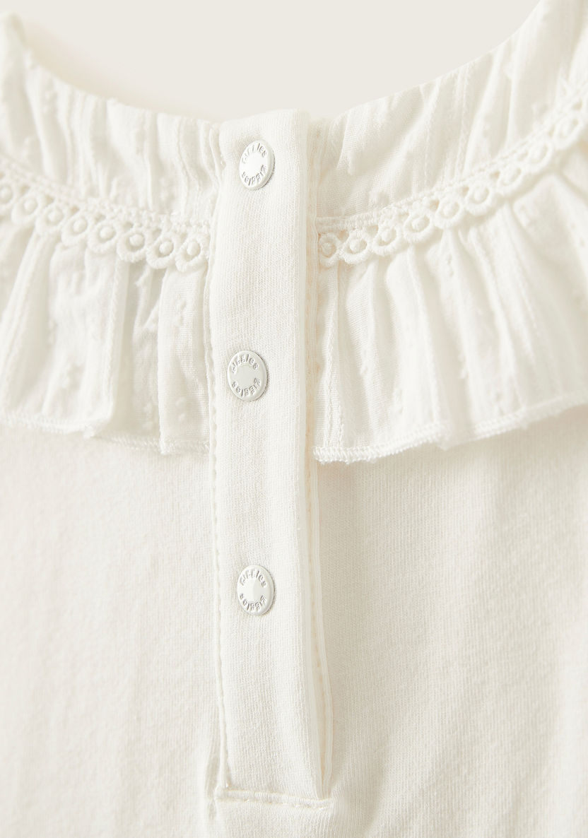 Giggles Solid Top with Cap Sleeves and Ruffle Detail-Blouses-image-4