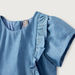 Giggles Chambray Frilled Blouse with Short Sleeves and Round Neck-Blouses-thumbnail-1