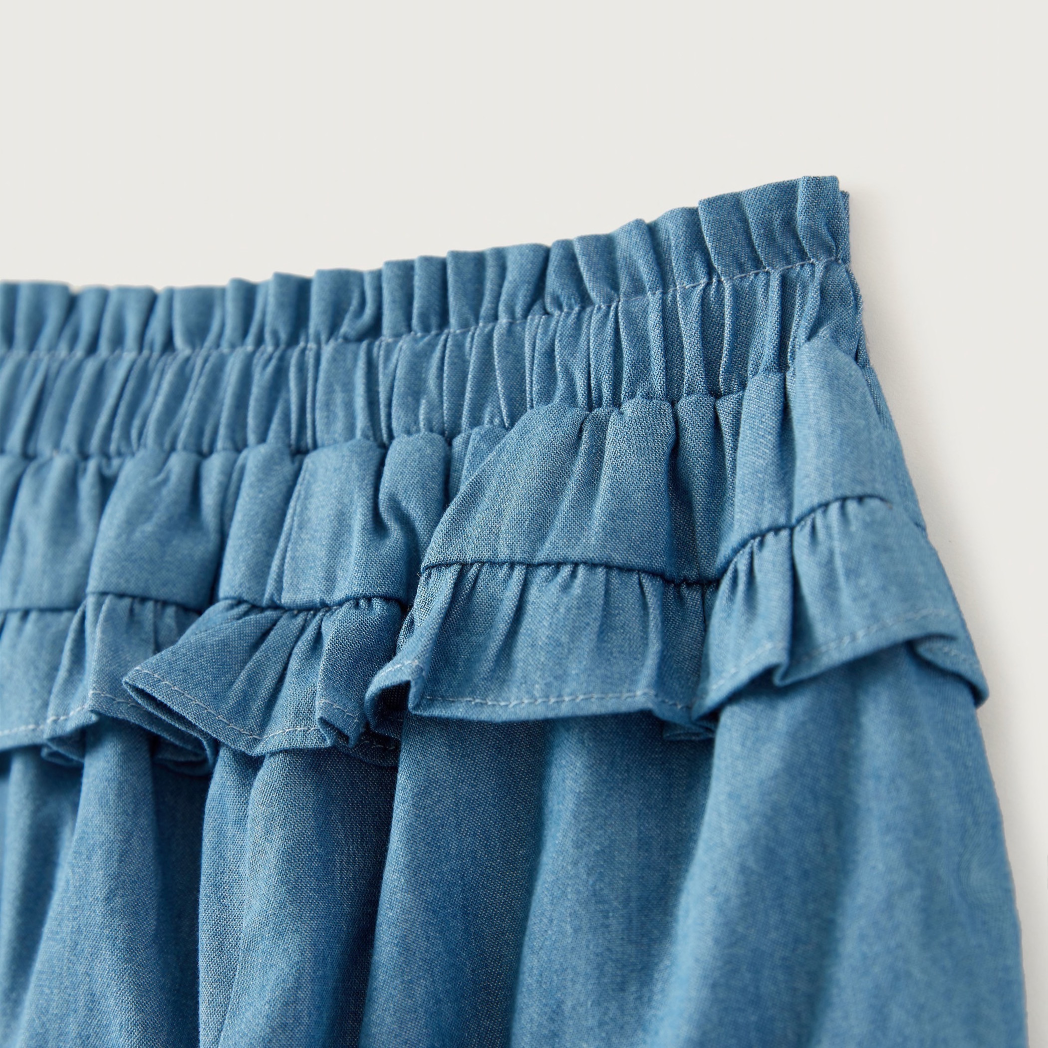 Giggles Solid Chambray Pants with Ruffle Detail-baby-girls-clothing-bottoms-trousers-image-3