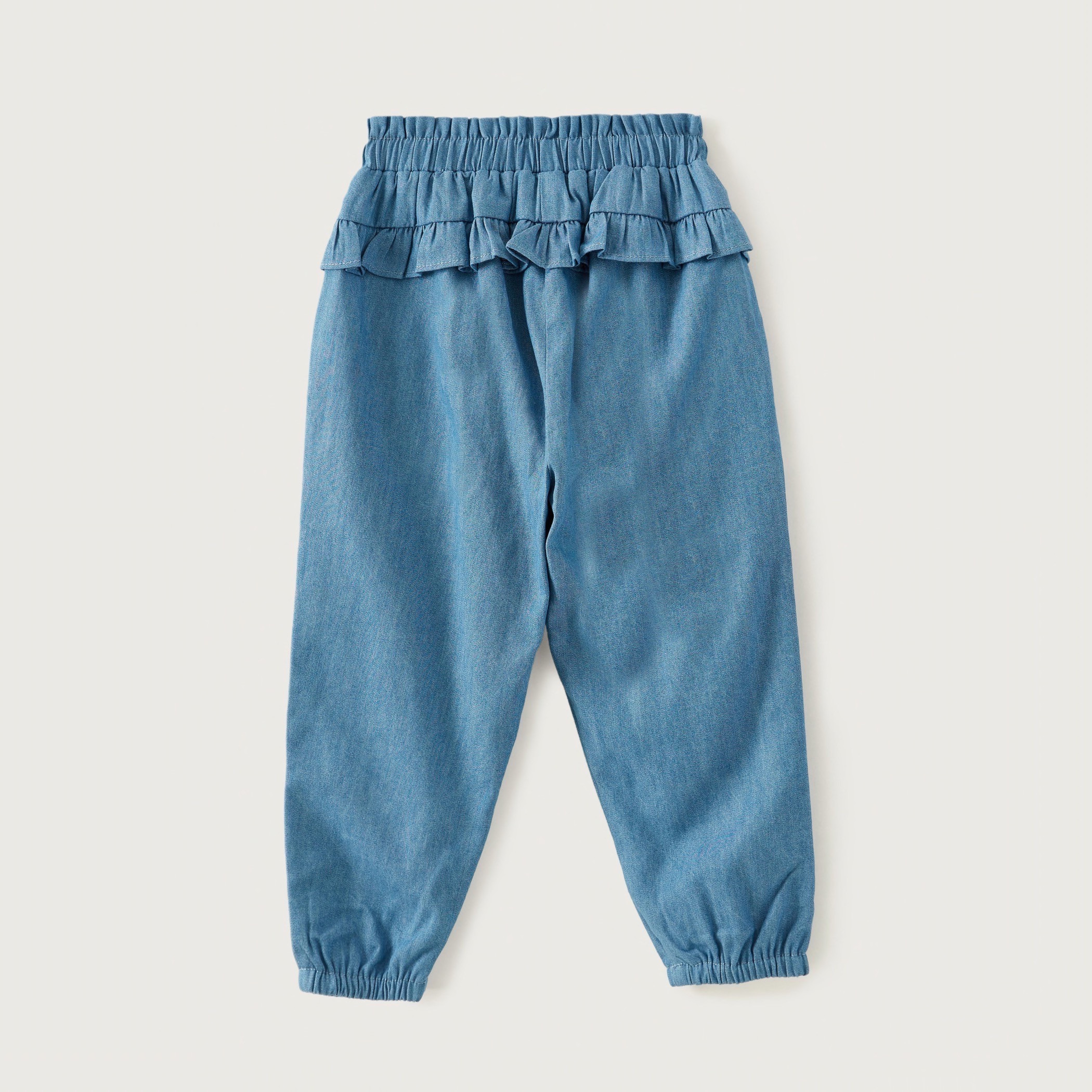 Giggles Solid Chambray Pants with Ruffle Detail-baby-girls-clothing-bottoms-trousers-image-5