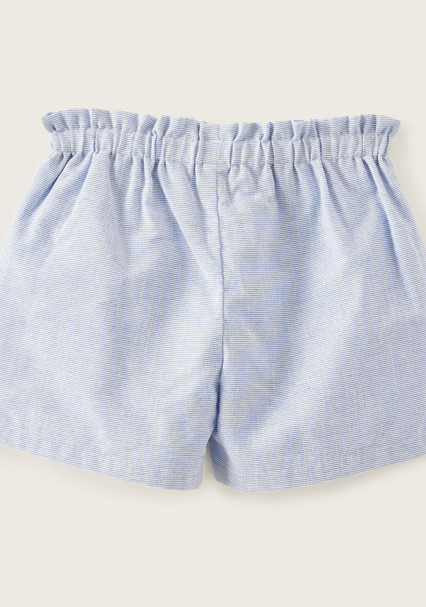 Giggles Striped Shorts with Elasticated Waistband and Bow Accent-Shorts-image-3