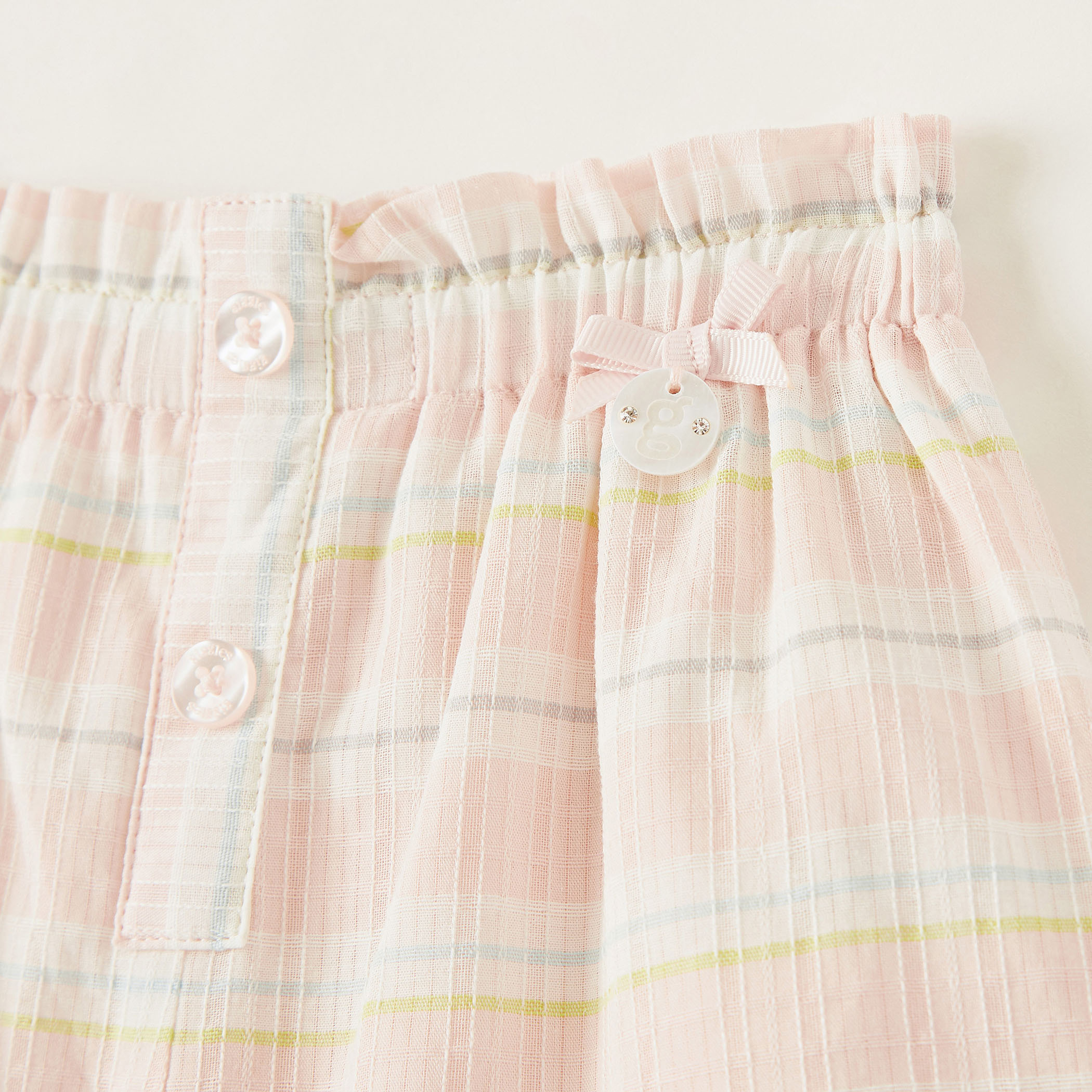 Giggles Striped Shorts with Button Detail and Elasticised Waistband-baby-girls-clothing-bottoms-shorts-image-2