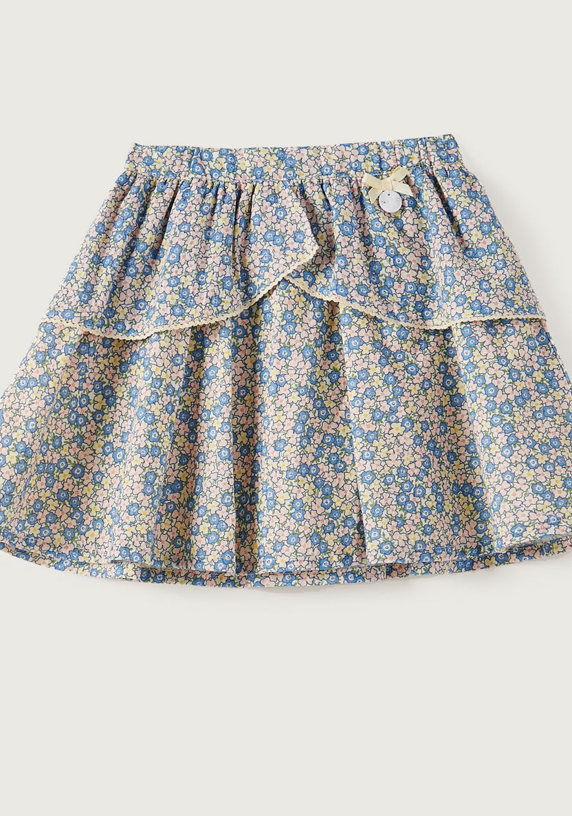 Giggles Floral Print Layered Skirt-Skirts-image-0
