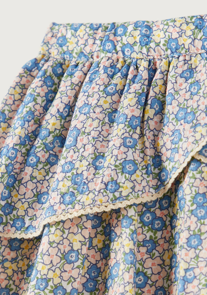 Giggles Floral Print Layered Skirt-Skirts-image-2