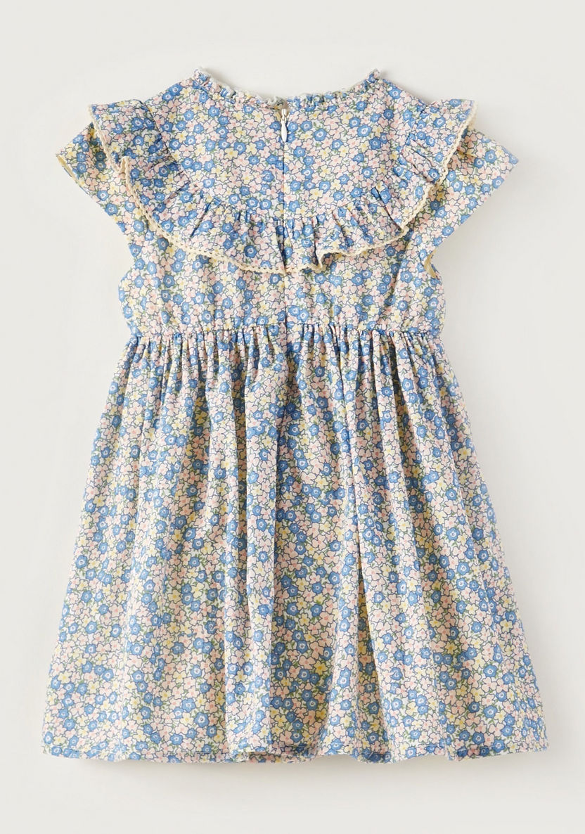 Giggles Floral Print Round Neck Dress with Cap Sleeves-Dresses%2C Gowns and Frocks-image-2