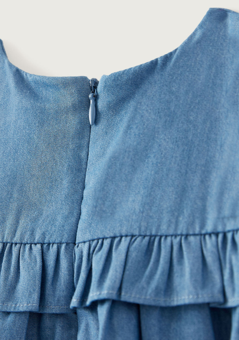 Giggles Round Neck Chambray Dress with Frilly Yoke-Dresses%2C Gowns and Frocks-image-3