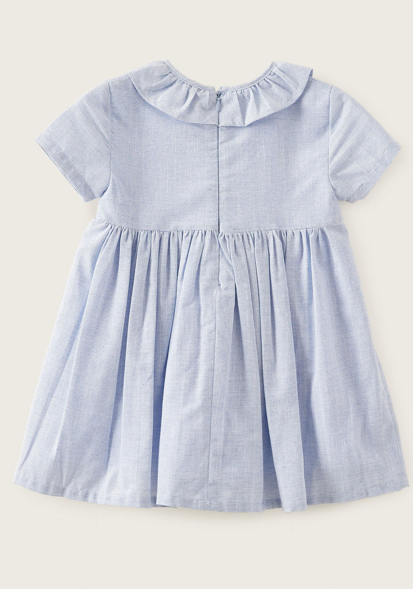 Giggles Striped Dress with Short Sleeves and Ruffle Detail-Dresses%2C Gowns and Frocks-image-3