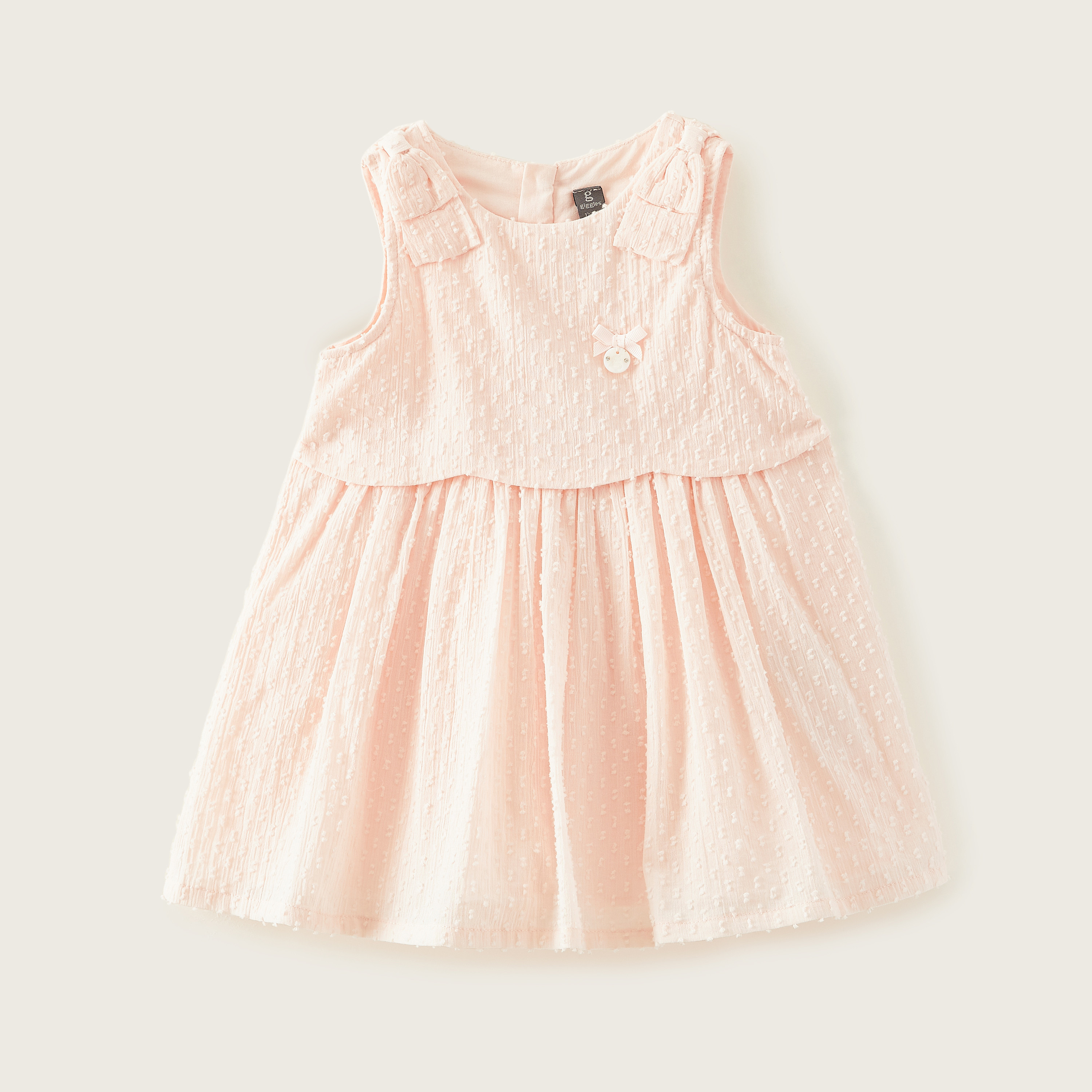 Buy Giggles Textured Sleeveless Dress with Round Neck and Zip Closure Online Babyshop UAE