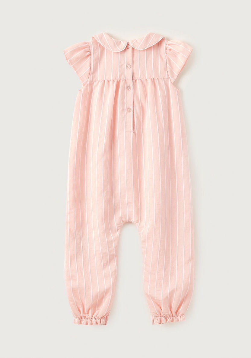 Giggles Striped Petepan Collared Romper with Cap Sleeves-Rompers%2C Dungarees and Jumpsuits-image-4