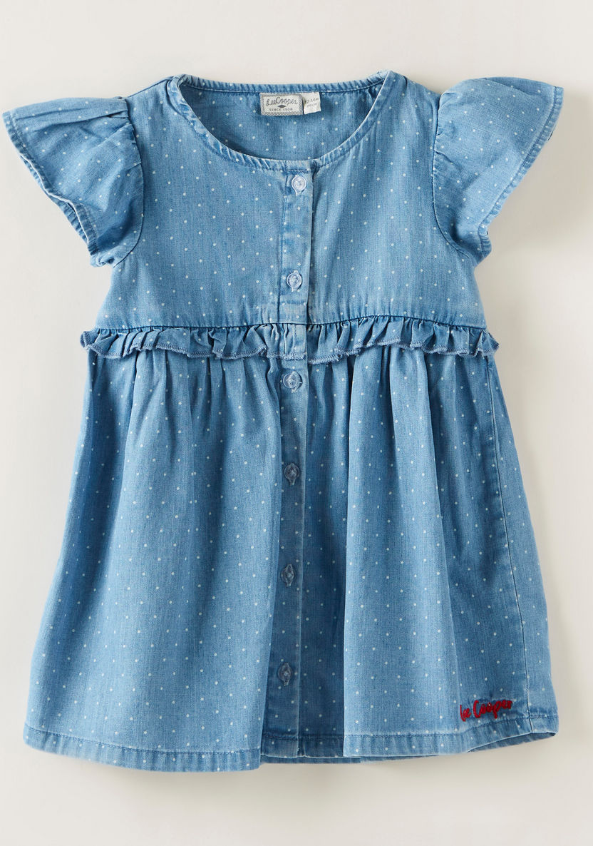 Lee Cooper Dot Print Dress with Round Neck and Short Sleeves-Dresses%2C Gowns and Frocks-image-0