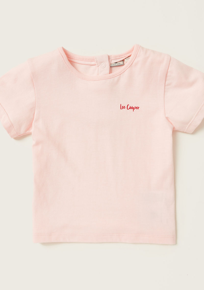 Lee Cooper Solid T-shirt and Polka Dots Print Dungarees Set-Clothes Sets-image-1
