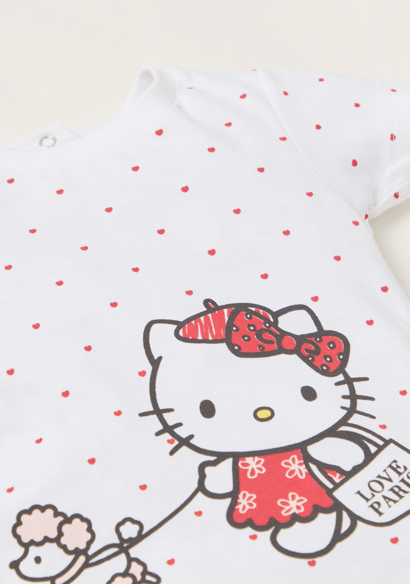 Hello Kitty Print Graphic Print T-shirt with Short Sleeves - Set of 2-T Shirts-image-2