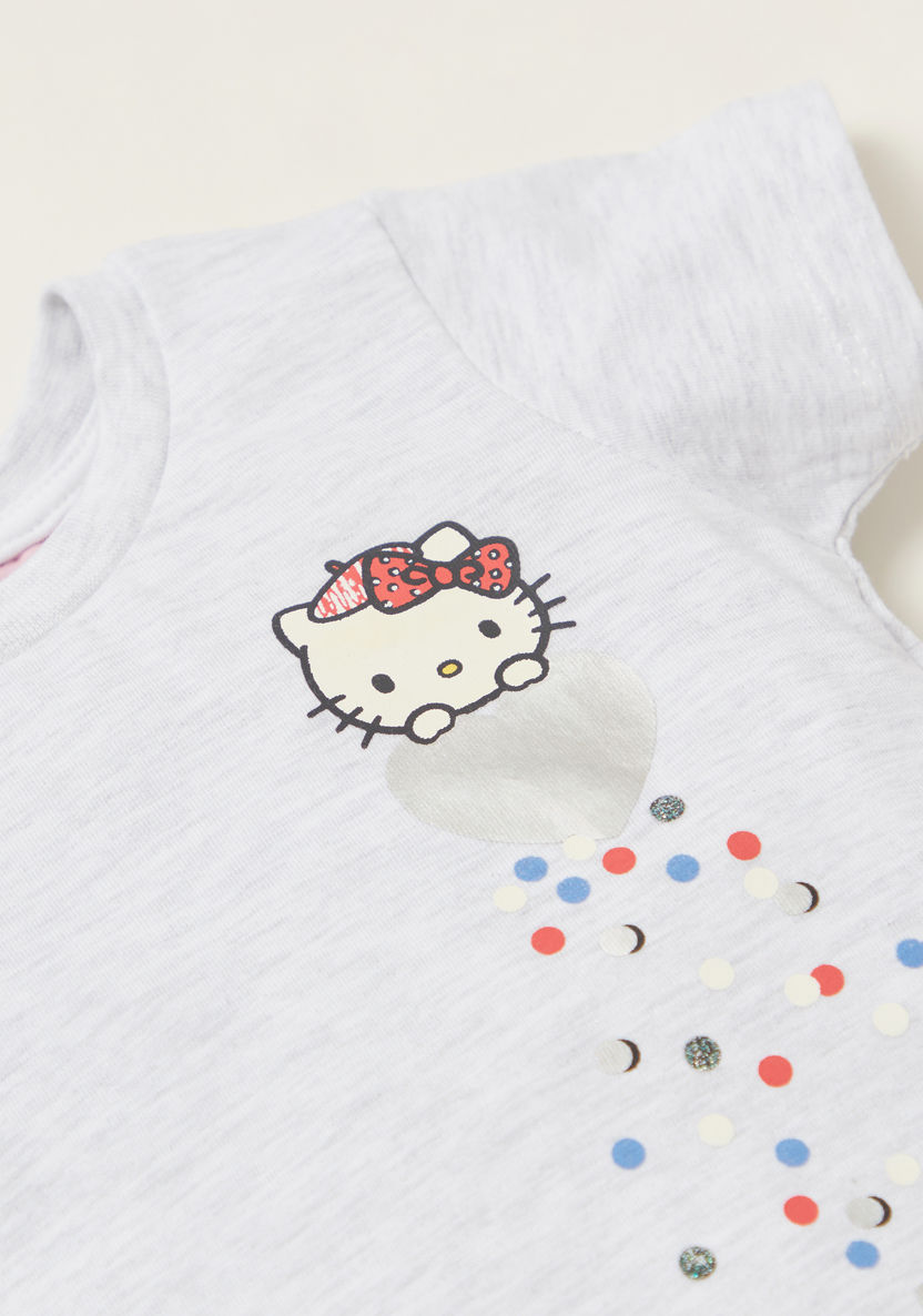 Hello Kitty Print Graphic Print T-shirt with Short Sleeves - Set of 2-T Shirts-image-3