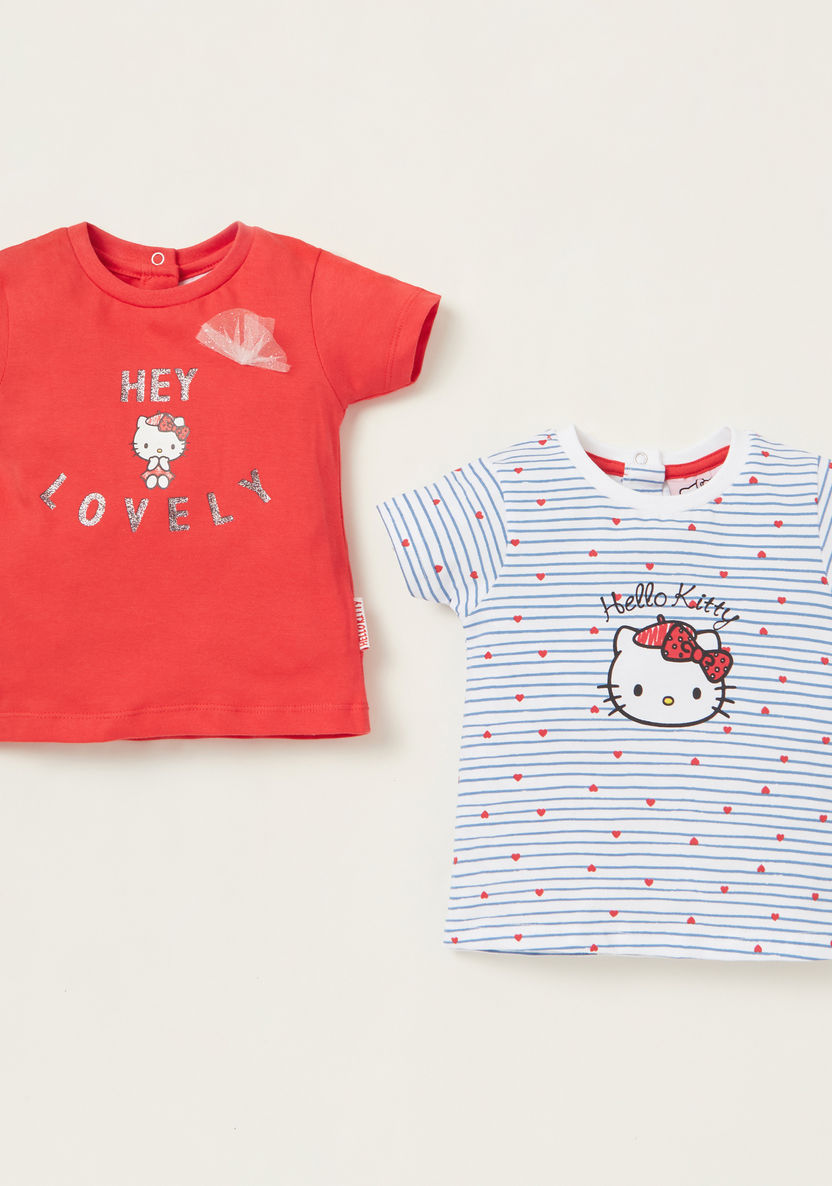 Hello Kitty Graphic Print T-shirt with Short Sleeves - Set of 2-T Shirts-image-0