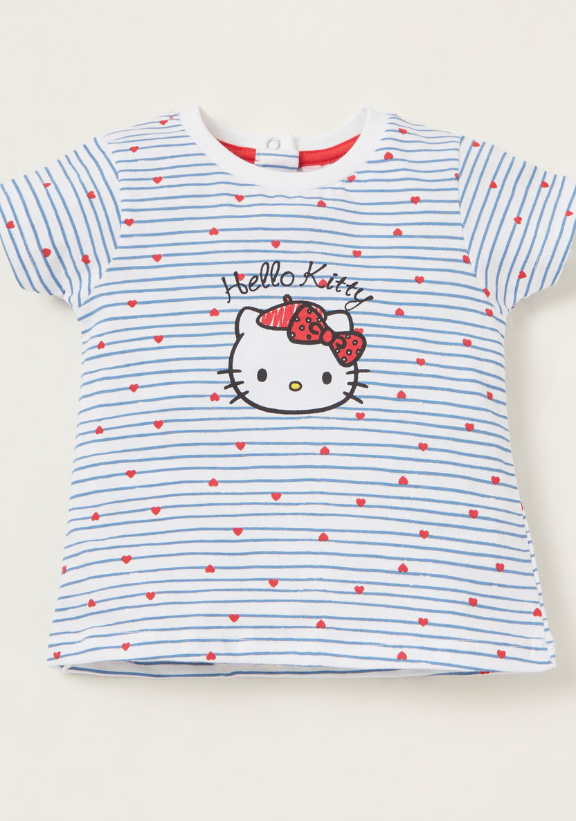 Hello Kitty Graphic Print T-shirt with Short Sleeves - Set of 2-T Shirts-image-1